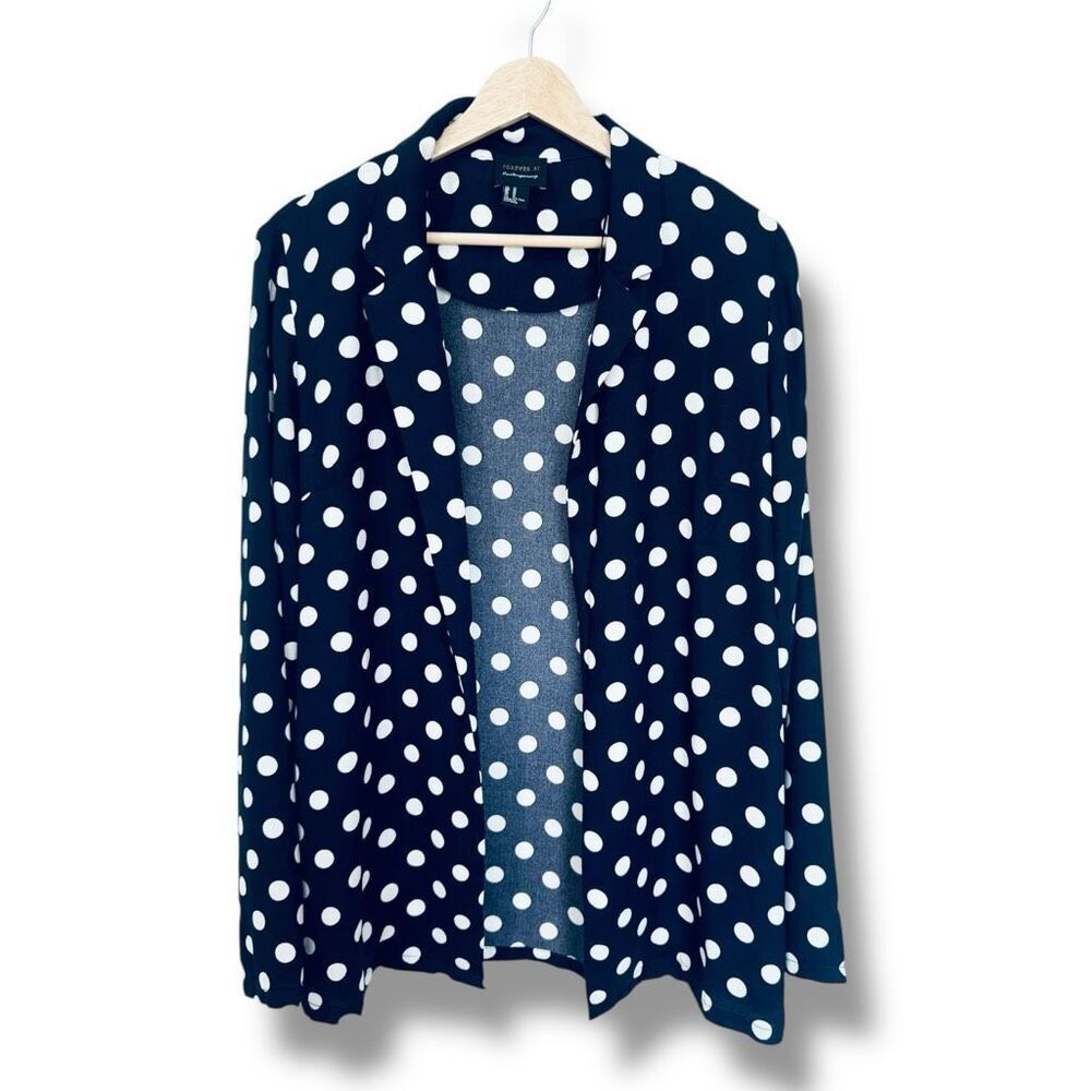 Forever 21 Women's Navy Polka Dot Blazer Jacket Size Medium